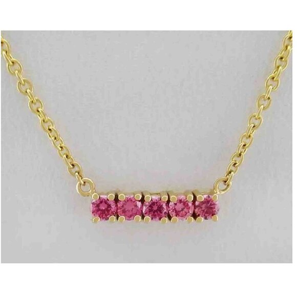 Genuine Pink Sapphire Pendant Necklace 14k Yellow Gold